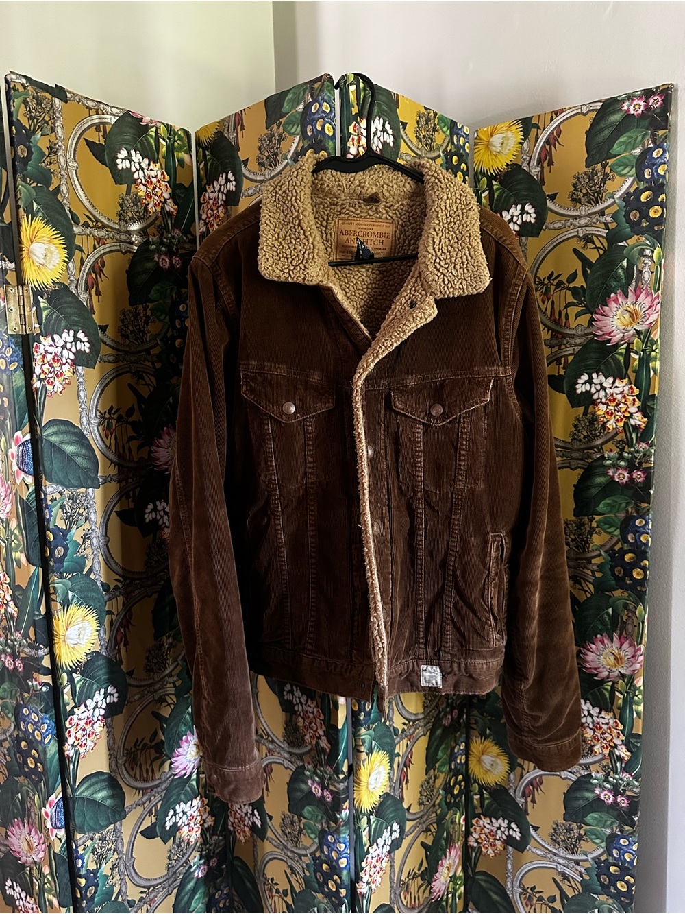 Abercrombie & Fitch Y2K Men’s Brown Sherpa-Lined Corduroy Jacket Medium Trucker